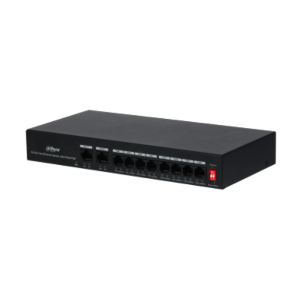 Dahua PFS3010-8ET-65 8 Port PoE Switch, (8FE PoE + 2FE, Toplam 65W PoE)